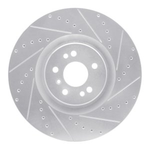 Mercedes-Benz GL320 Brake Rotor (1) - Front Right - R1 Concepts - Drilled & Slotted - Silver - `07-`09